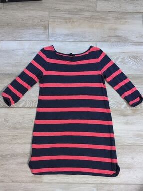 GAP Navy and Pink Striped Knit 3/4 Sleeve Dress | Gap Striped Shift Dress